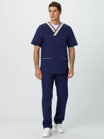 фото костюм мужской симпл-001 (тк.смесовая,120) medline, т.синий/бежевый