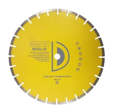 Диск сегментный GOLDEN TYPE д. 400*25,4/20,0 (40*3,0*10)мм | 28z/асфальт/wet DIAMASTER